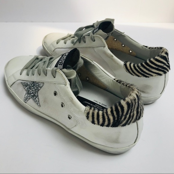 GOLDEN GOOSE Zebra Glitter Superstar Sneakers 40 - Picture 5 of 15